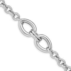 Sterling Silver Rhodium Plated Polished Link Bracelet