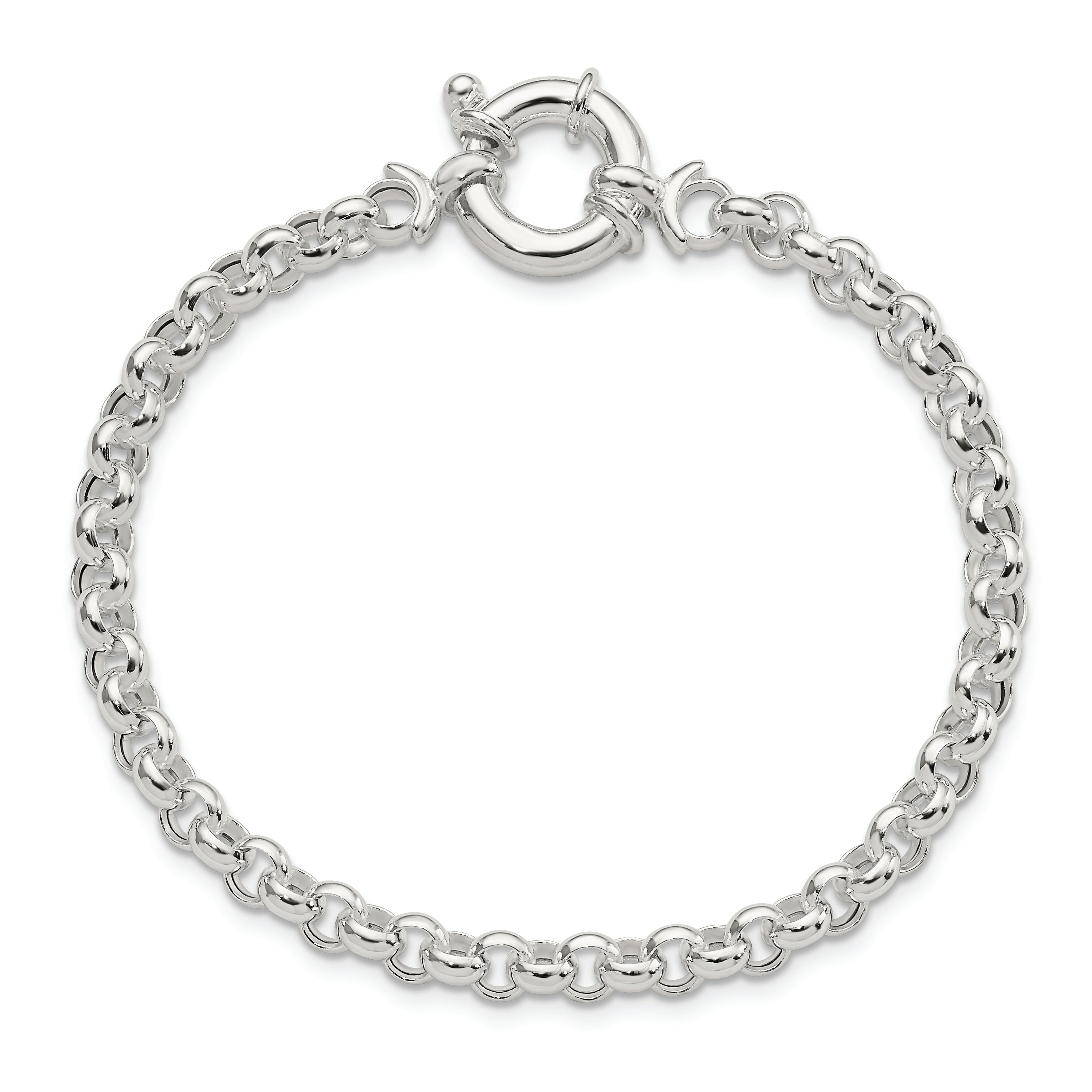 Sterling Silver Polished Rolo Fancy Bracelet