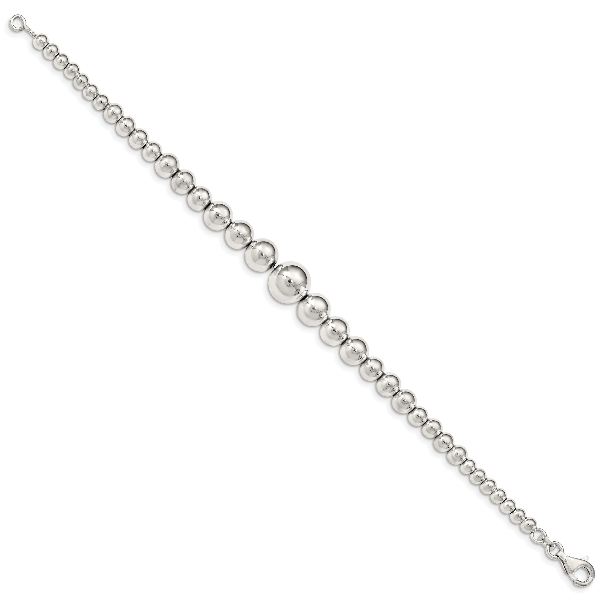 Sterling Silver Polished Graduated Beads Bracelet