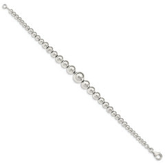 Sterling Silver Polished Graduated Beads Bracelet