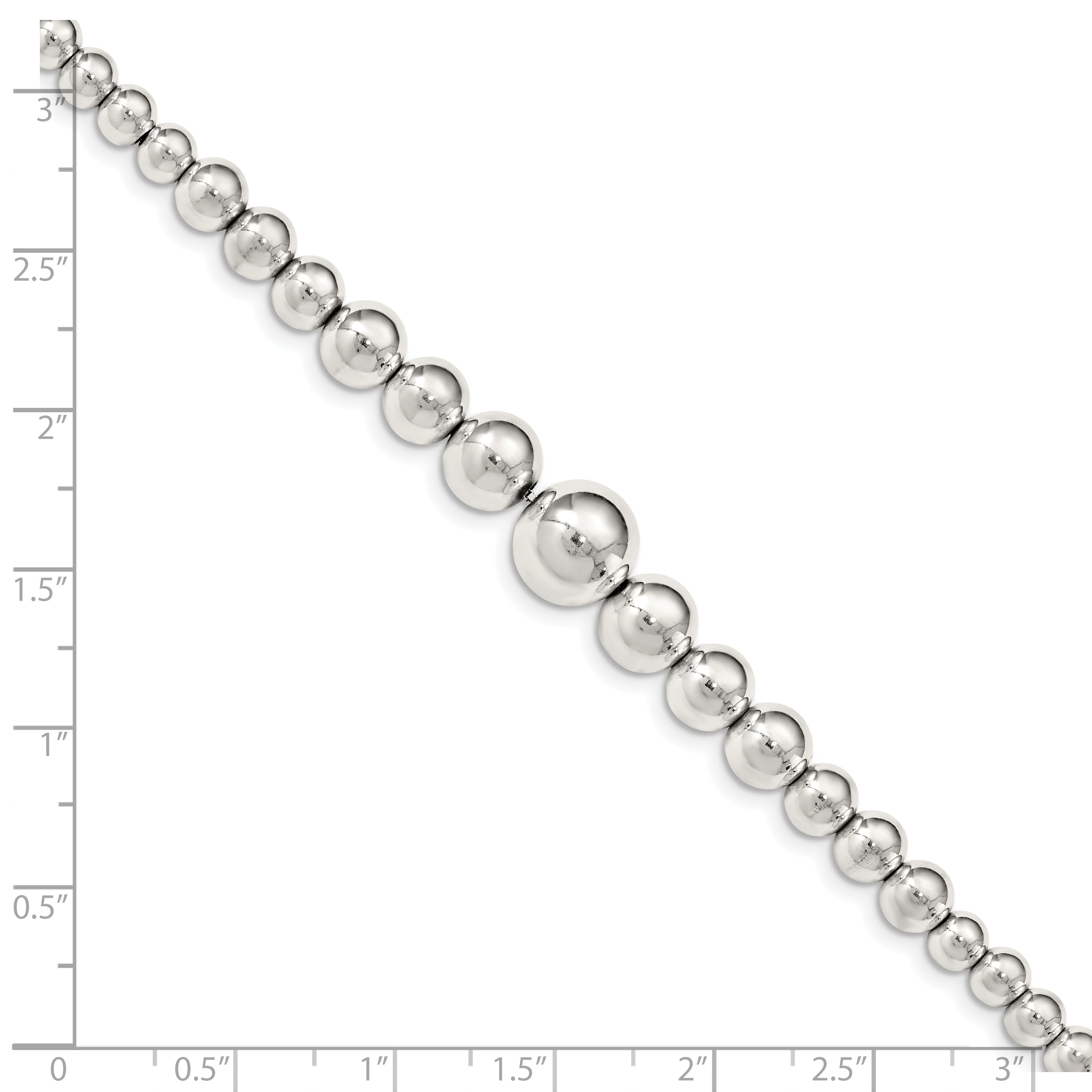 Sterling Silver Polished Graduated Beads Bracelet