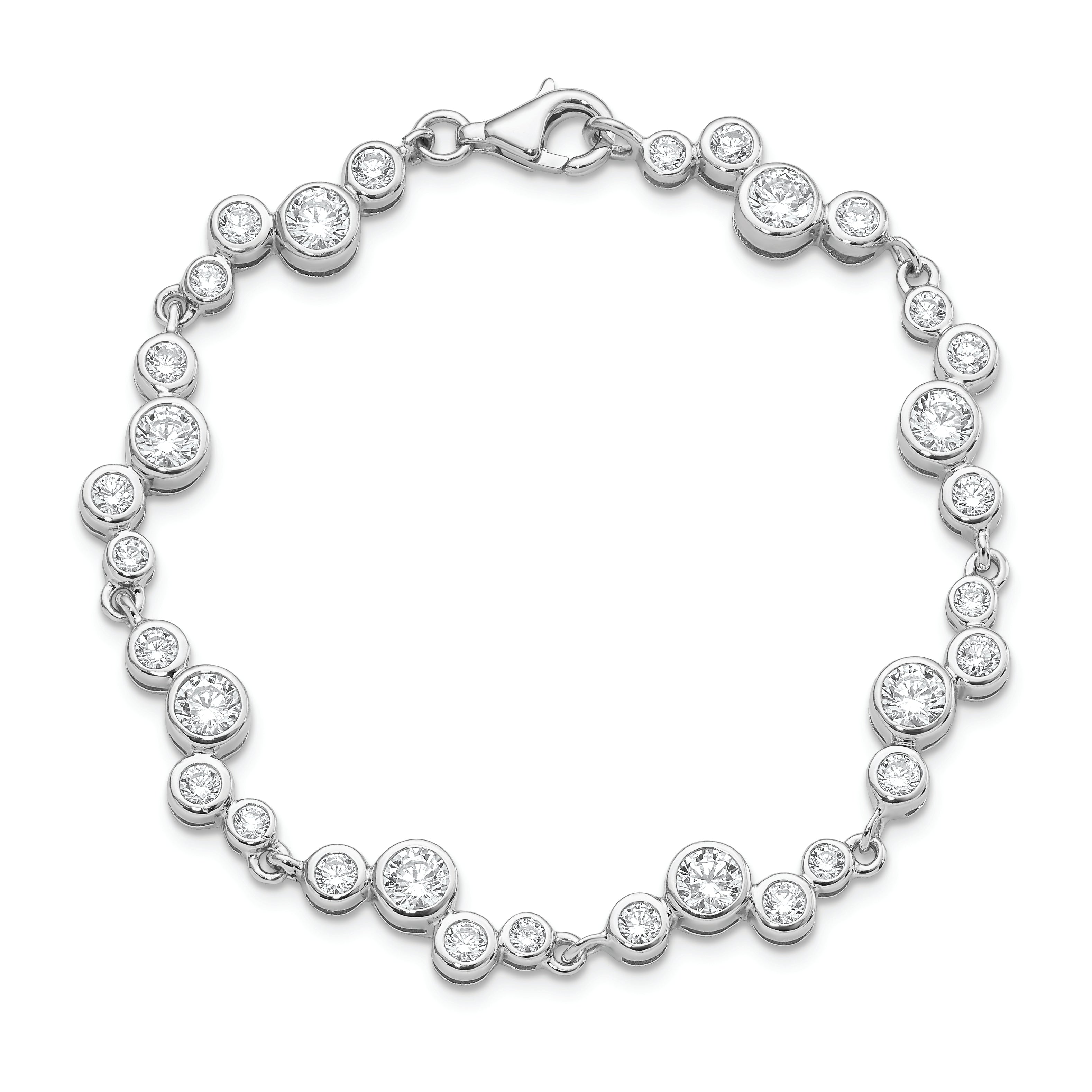 Sterling Silver Rhodium-plated CZ Bracelet