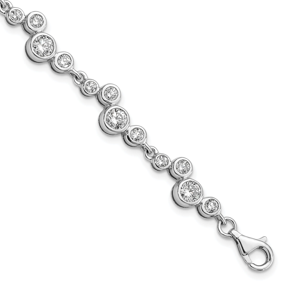 Sterling Silver Rhodium-plated CZ Bracelet