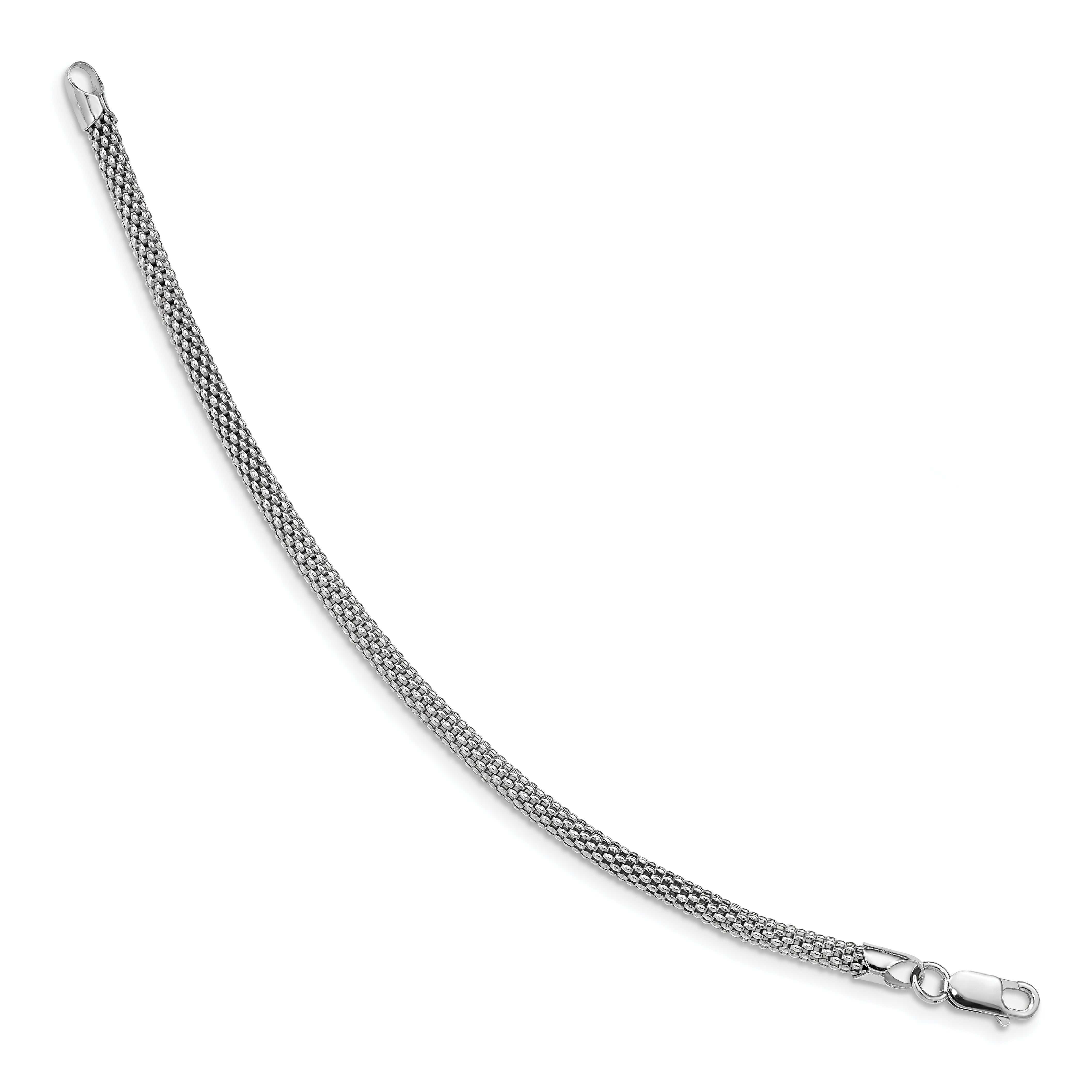 Sterling Silver Rhodium-plated 4.5mm Corona Chain Bracelet