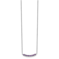 Sterling Silver Rhodium plated Amethyst Bar w/2in ext Necklace