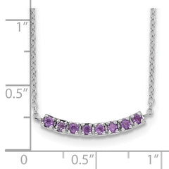 Sterling Silver Rhodium plated Amethyst Bar w/2in ext Necklace