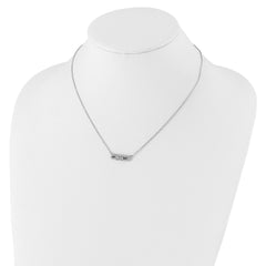 Sterling Silver Rhodium-plated CZ Bar w/ 2in ext. Necklace