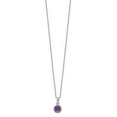 Sterling Silver Rhodium-plated 7mm Round Amethyst Necklace