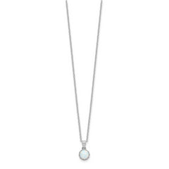 Sterling Silver Rhodium-plated Polished Created Opal Necklace