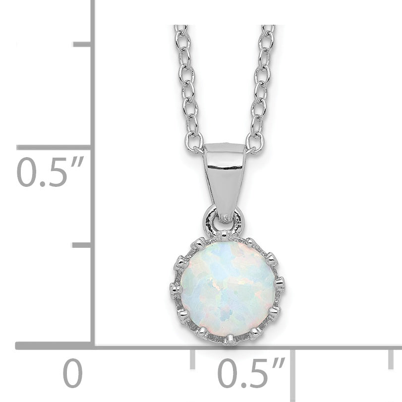 Sterling Silver Rhodium-plated Polished Created Opal Necklace