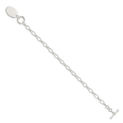 Sterling Silver Fancy Oval Disc Bracelet