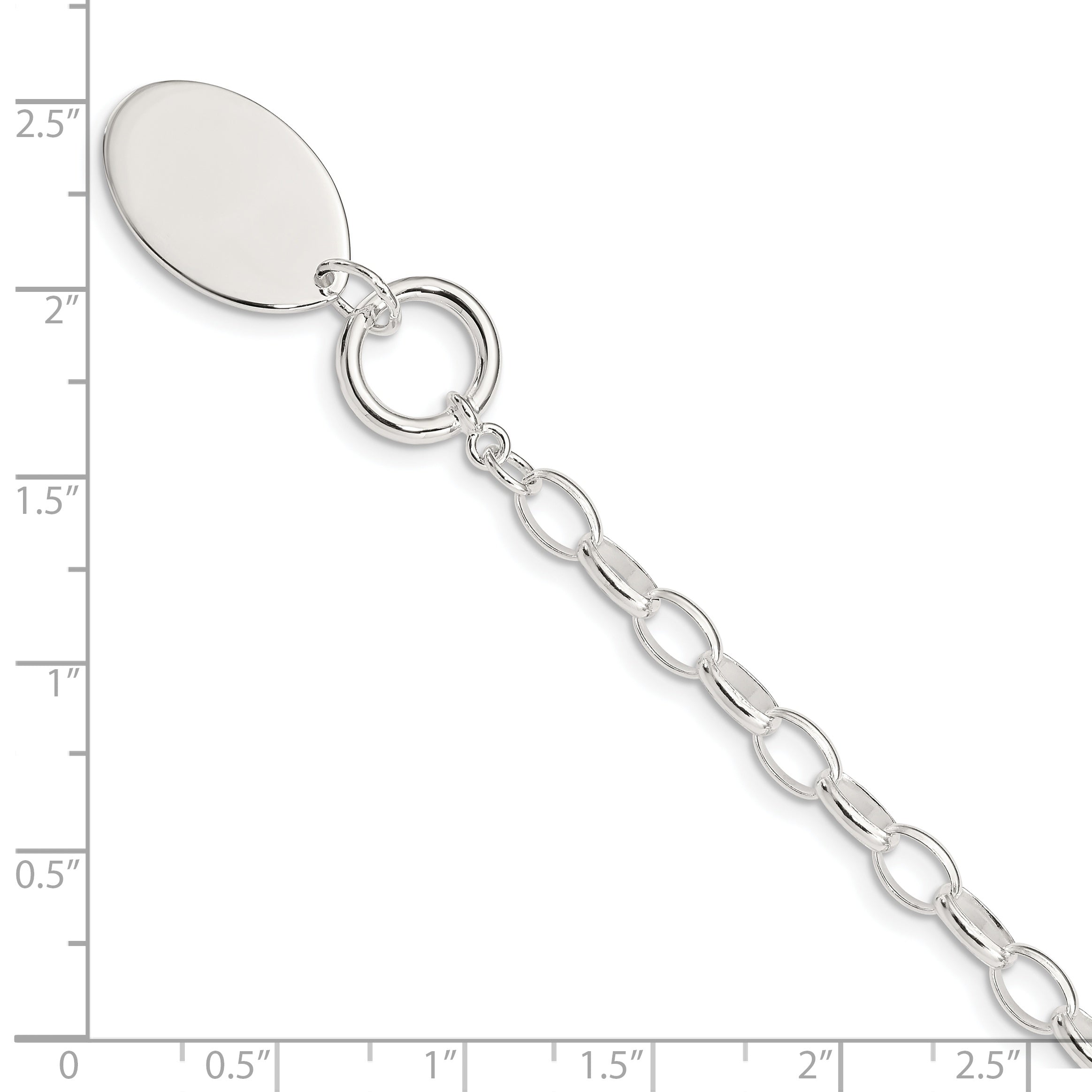 Sterling Silver Fancy Oval Disc Bracelet