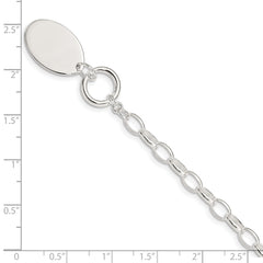 Sterling Silver Fancy Oval Disc Bracelet