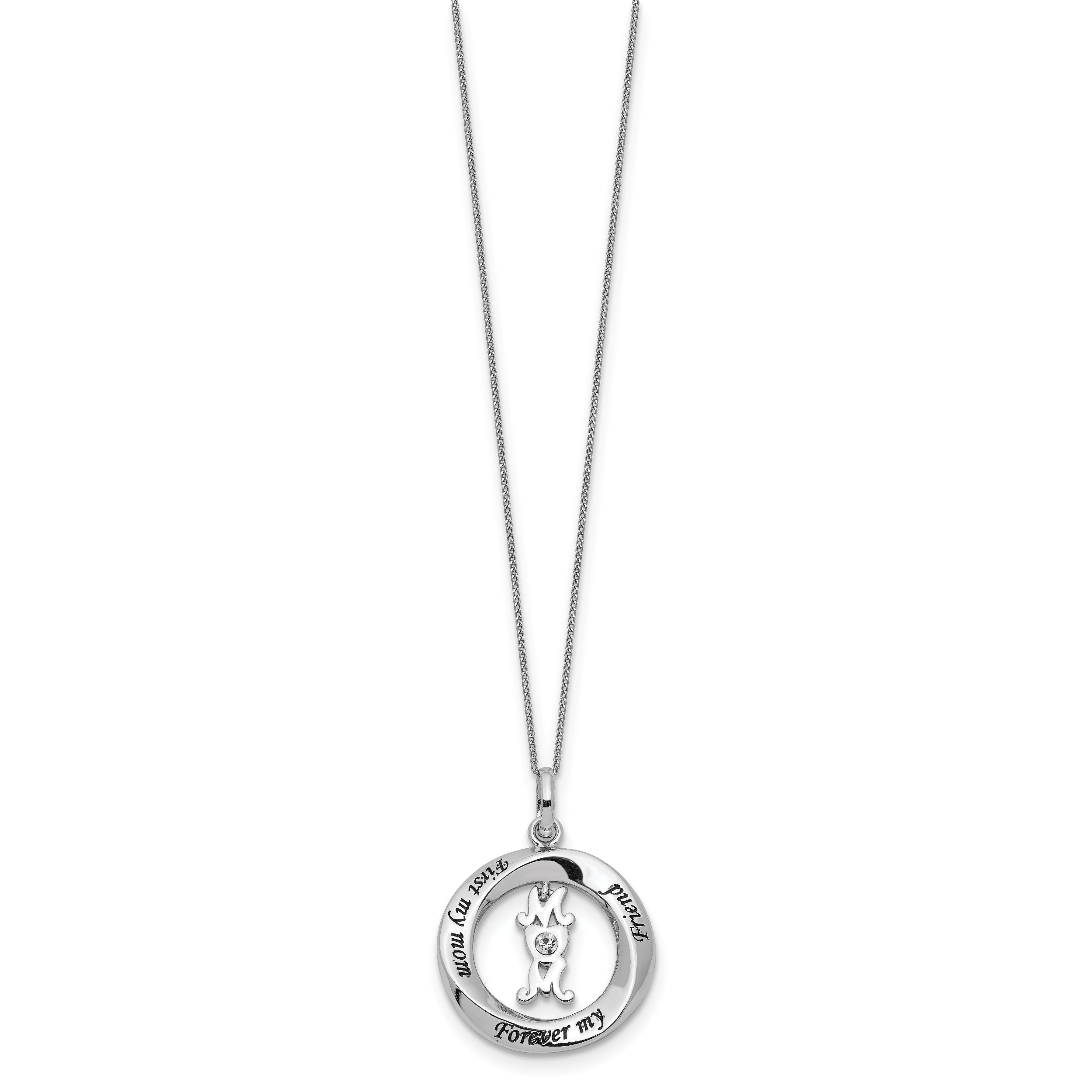 Sterling Silver CZ FIRST MY MOM, FOREVER MY FRIEND Necklace