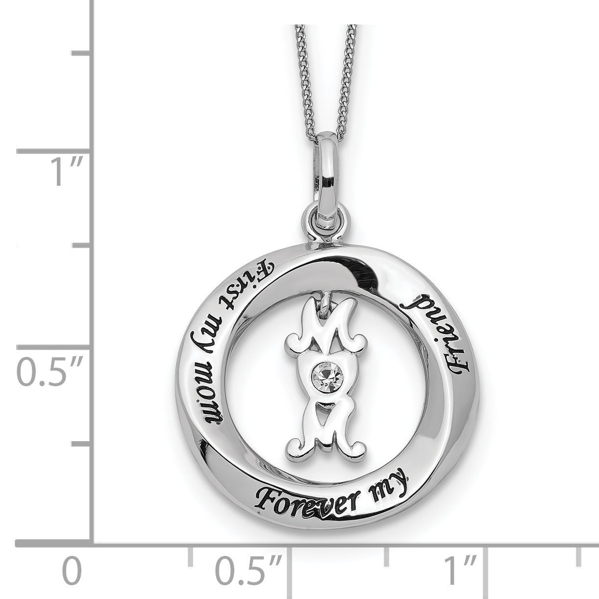 Sterling Silver CZ FIRST MY MOM, FOREVER MY FRIEND Necklace