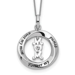 Sterling Silver CZ FIRST MY MOM, FOREVER MY FRIEND Necklace