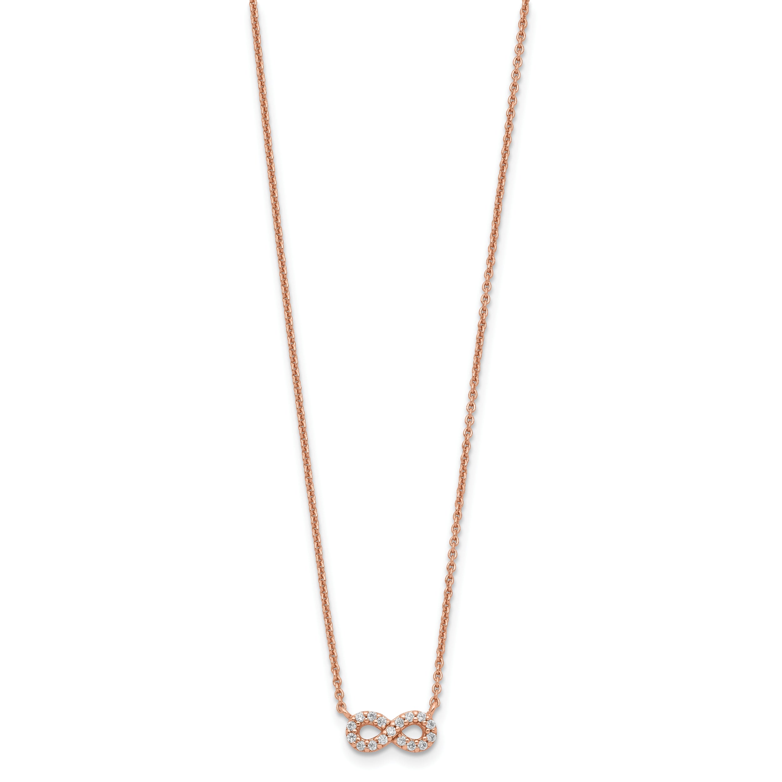 Sterling Silver Rose-tone CZ Infinity Necklace