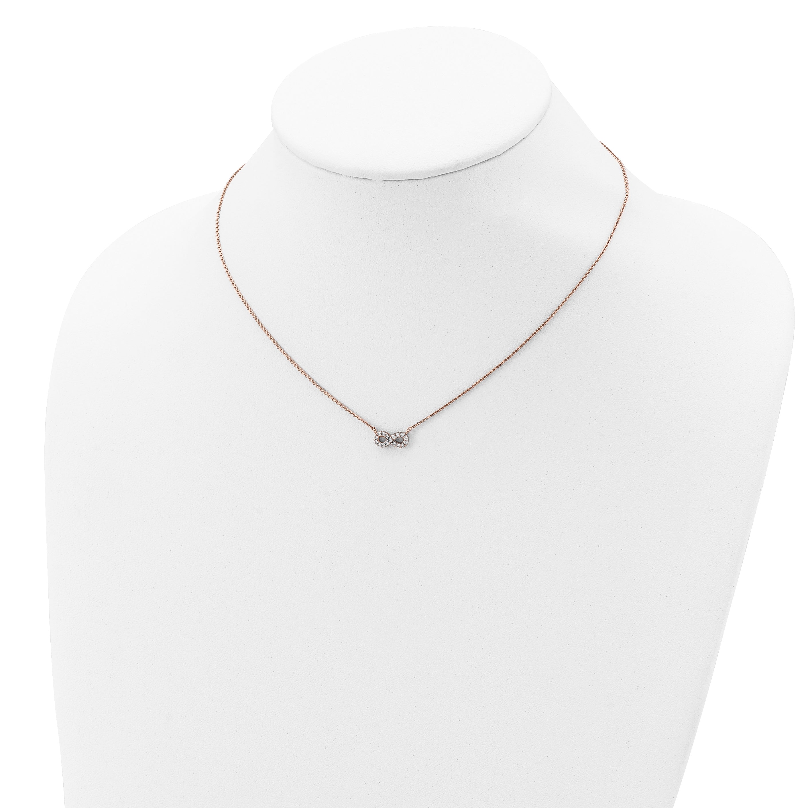 Sterling Silver Rose-tone CZ Infinity Necklace