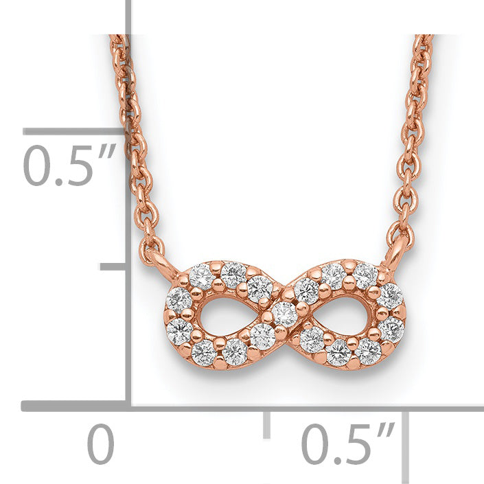 Sterling Silver Rose-tone CZ Infinity Necklace