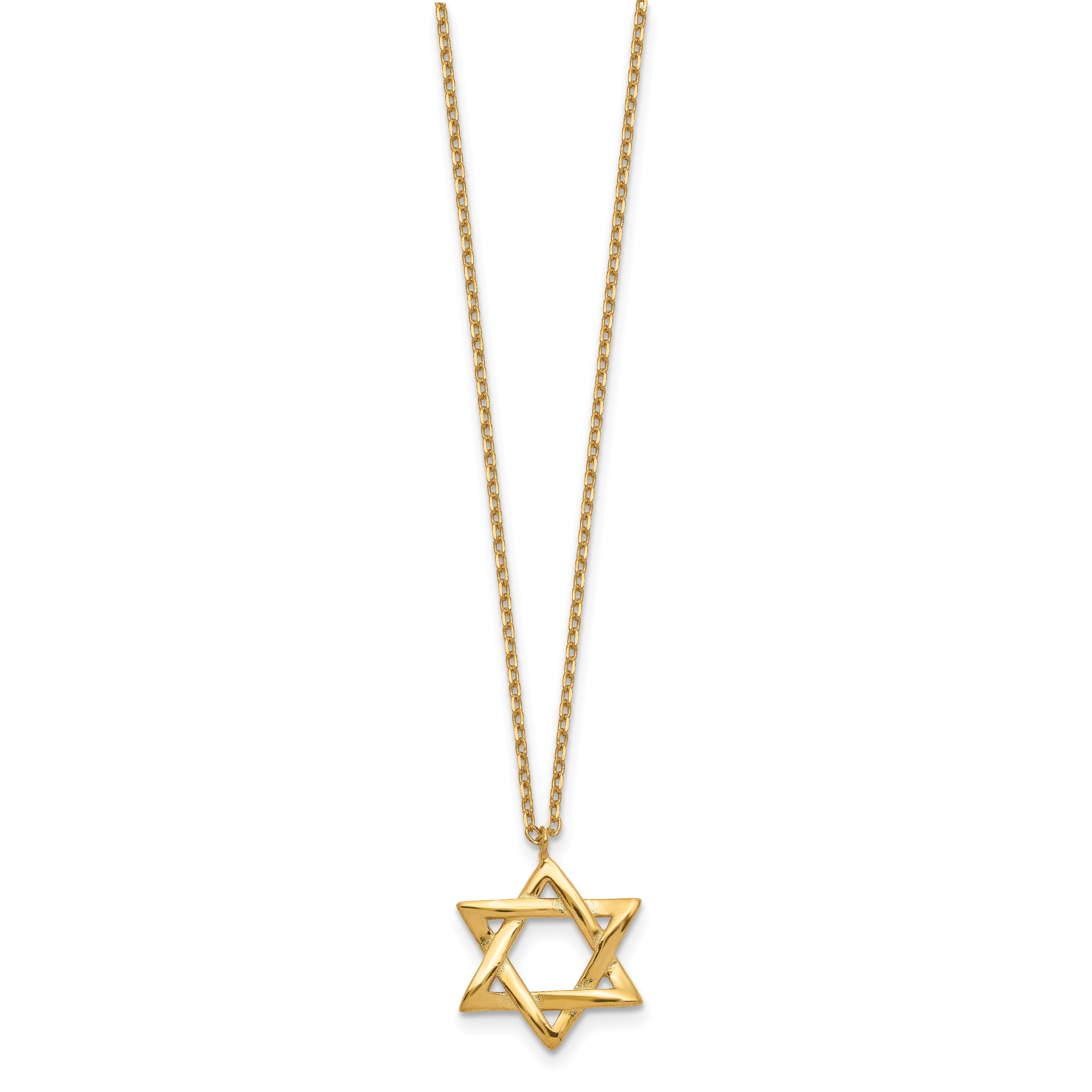 Sterling Silver Gold-tone Star of David 16.5 inch Necklace with 1 inch extension