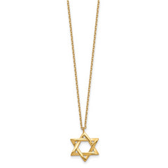 Sterling Silver Gold-tone Star of David 16.5 inch Necklace with 1 inch extension