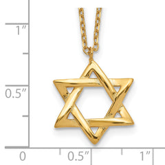 Sterling Silver Gold-tone Star of David 16.5 inch Necklace with 1 inch extension