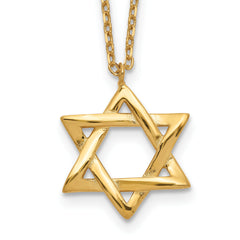 Sterling Silver Gold-tone Star of David 16.5 inch Necklace with 1 inch extension