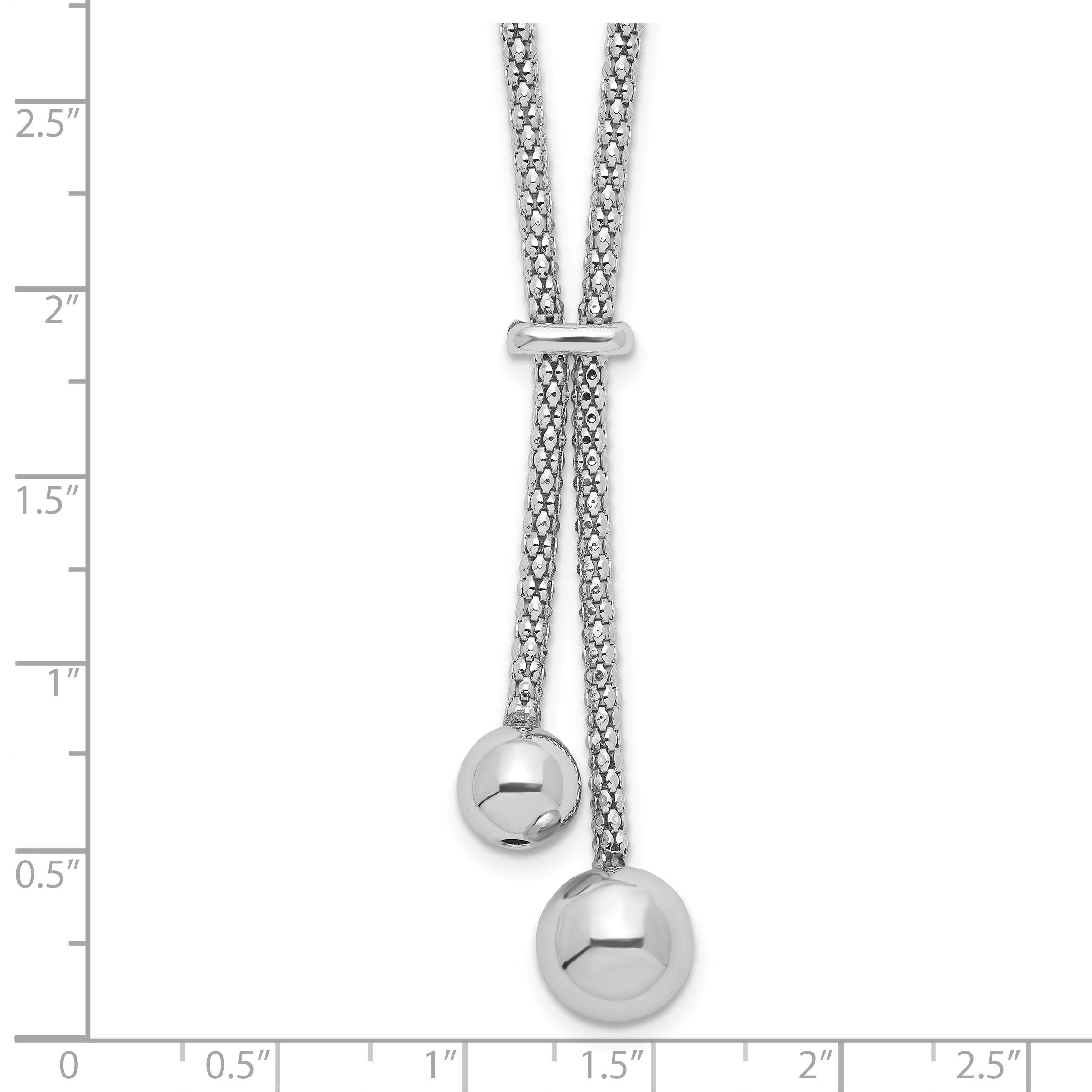 Sterling Silver Rhodium-plated D/C w/1.5in ext. 2-Bead Y-Necklace