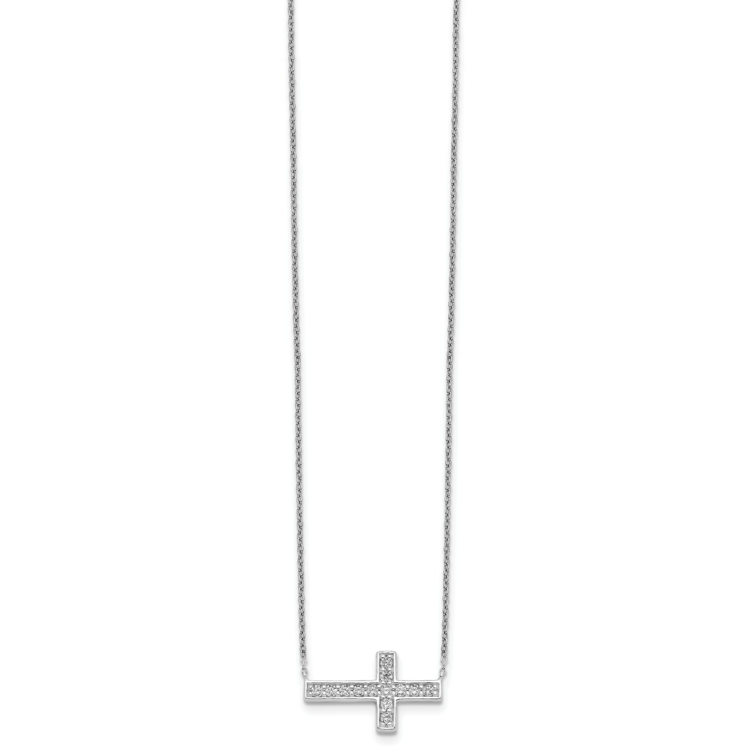 Sterling Silver CZ Cross Necklace