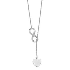 Sterling Silver RH-plated CZ Infinity/Heart w/2in ext. Y-Necklace