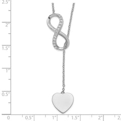 Sterling Silver RH-plated CZ Infinity/Heart w/2in ext. Y-Necklace