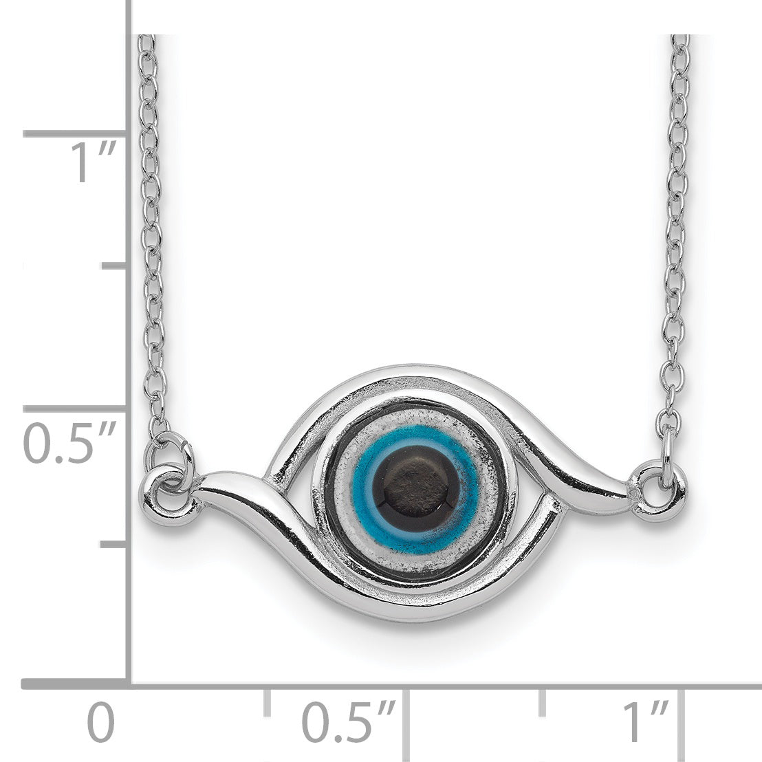 Sterling Silver Rhodium-plated Glass w/2in Ext Eye Necklace