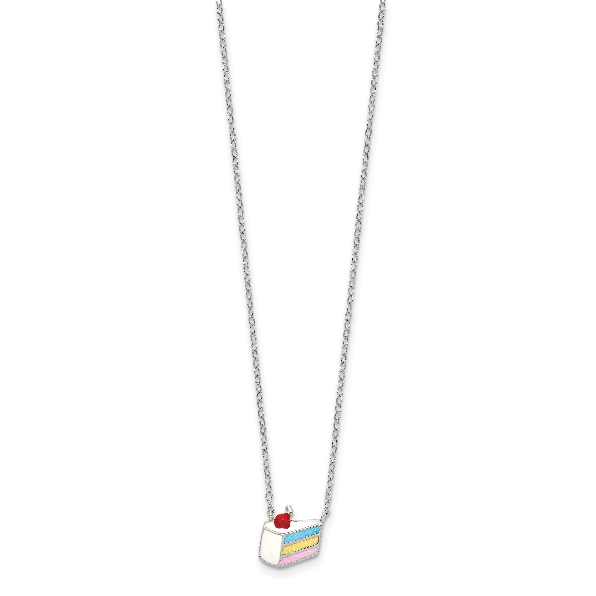 Sterling Silver Rhodium-plated Enameled Cake Necklace