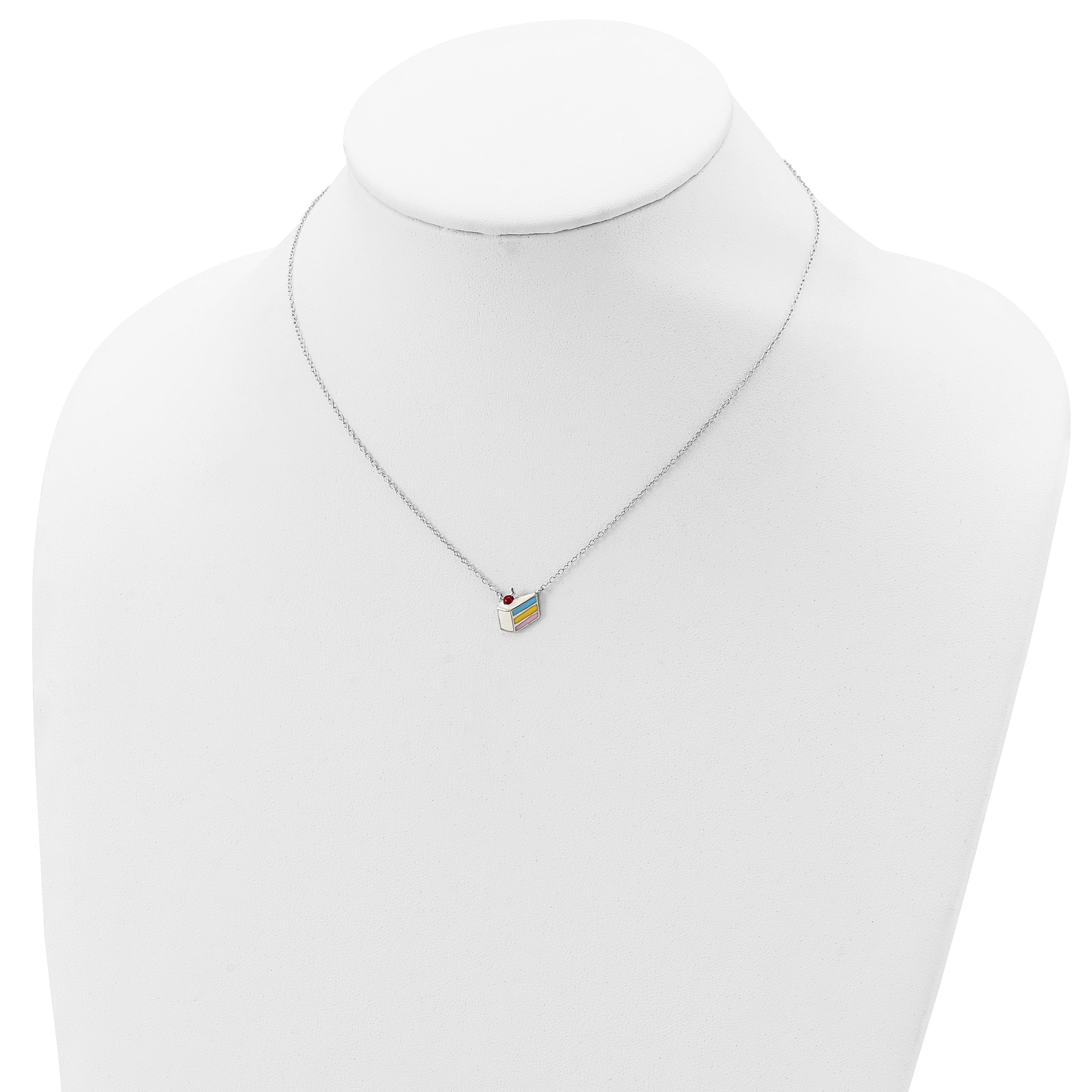 Sterling Silver Rhodium-plated Enameled Cake Necklace