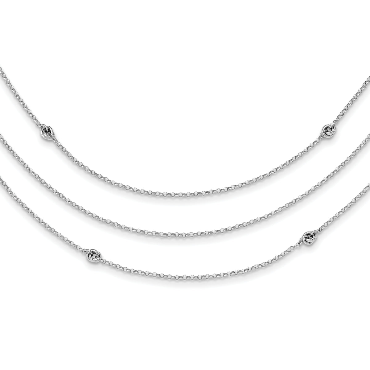 Sterling Silver Rhodium-plated Love Knot Multi-Strand w/2in ext Necklace