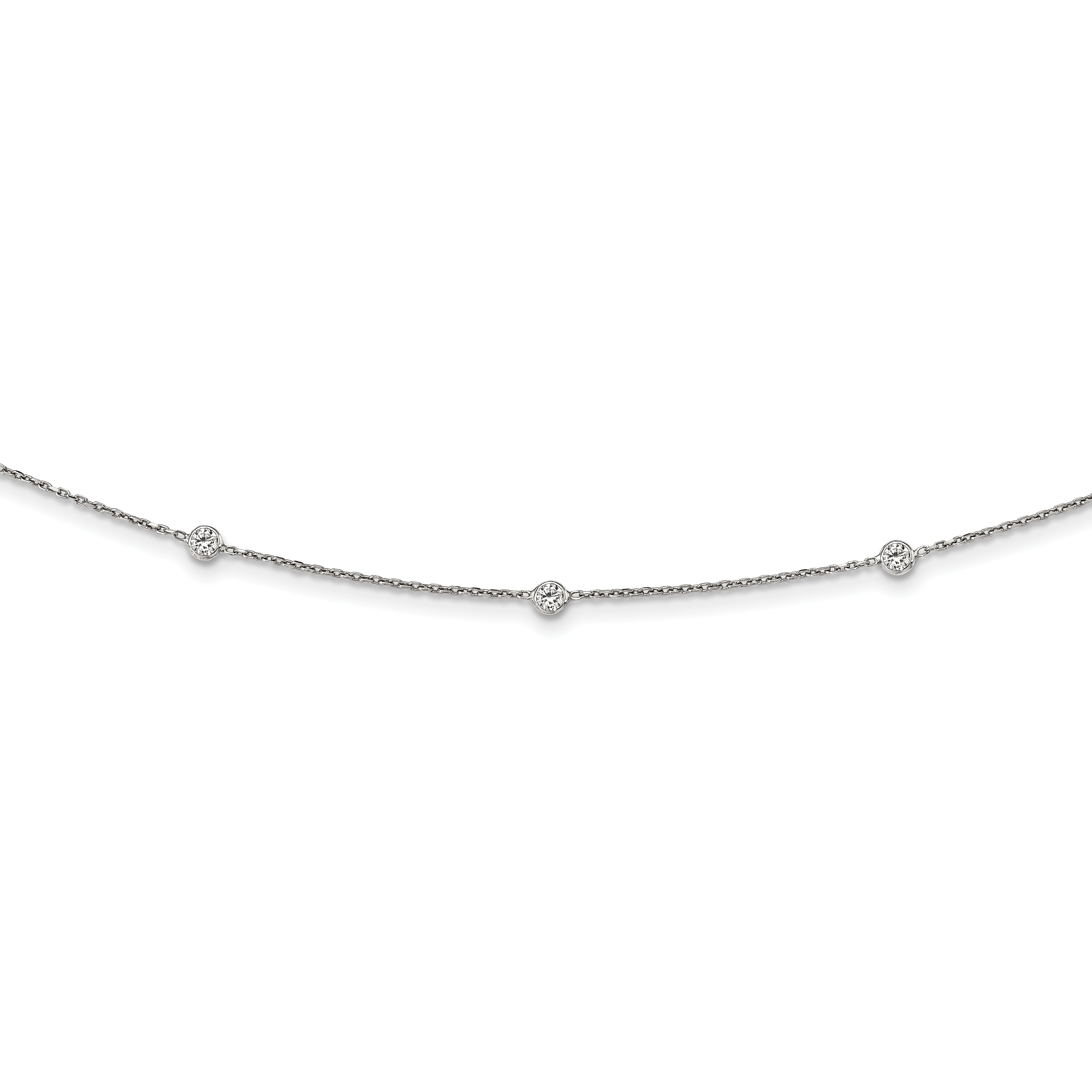 Sterling Silver Rhodium-plated CZ w/ 3in ext. Choker