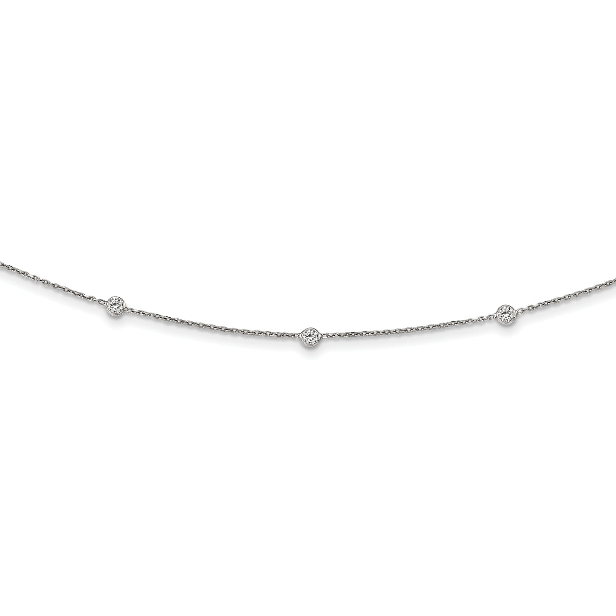 Sterling Silver Rhodium-plated CZ w/ 3in ext. Choker