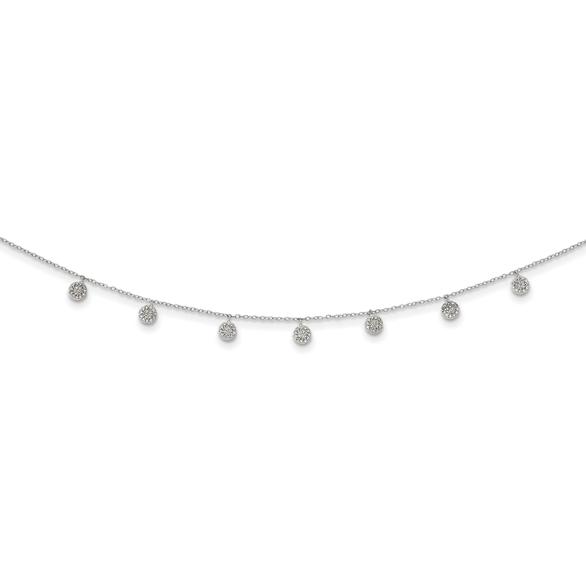 Sterling Silver Rhodium-plated CZ w/ 4in ext. Choker