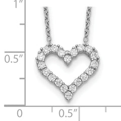 Sterling Silver Rhodium-plated CZ Open Heart 16 inch Necklace with 2 inch extension