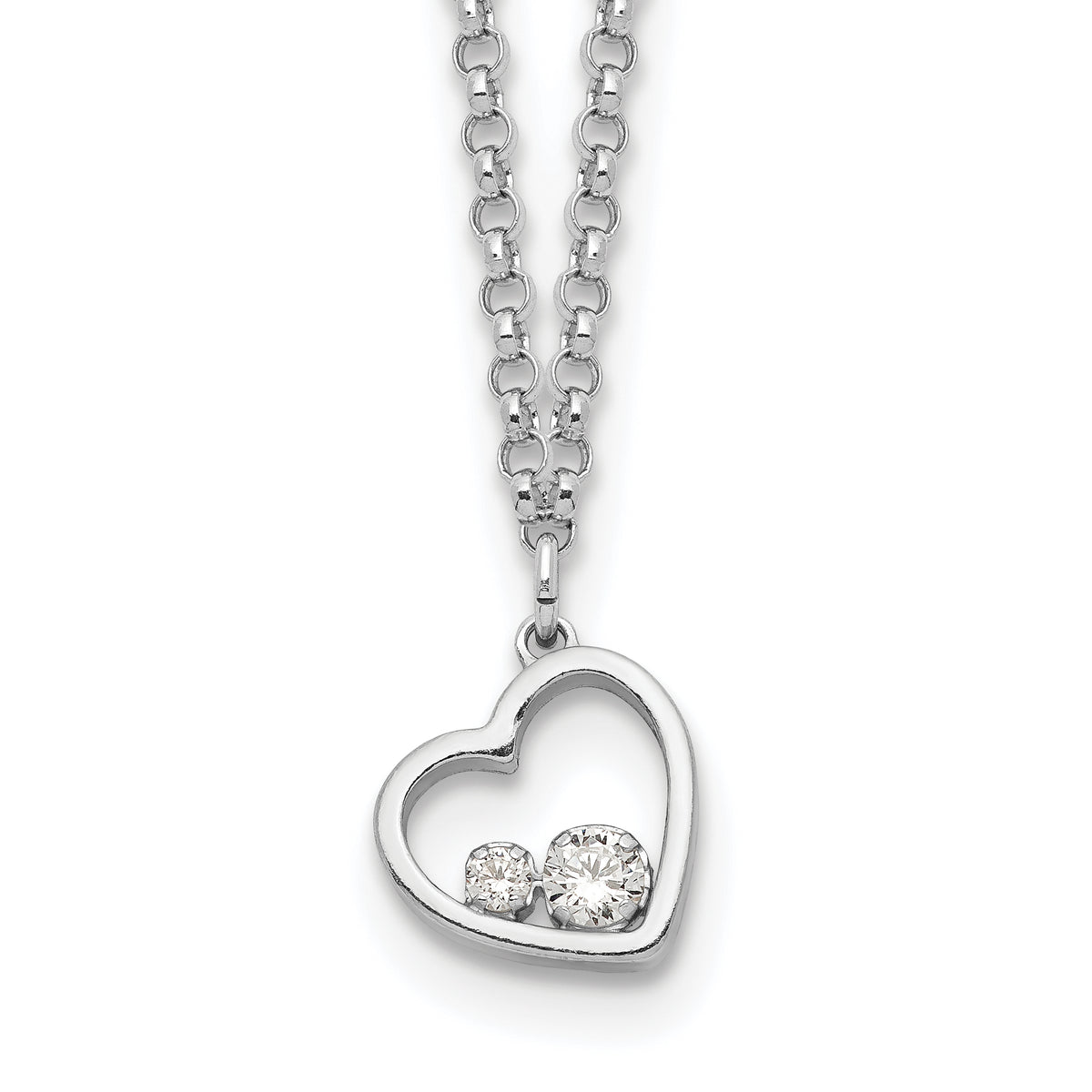 Sterling Silver CZ Heart Necklace