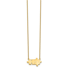 Sterling Silver Gold-tone Brushed/Polished Puzzle Pieces Necklace