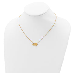 Sterling Silver Gold-tone Brushed/Polished Puzzle Pieces Necklace