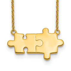 Sterling Silver Gold-tone Brushed/Polished Puzzle Pieces Necklace