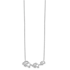 Sterling Silver Rhodium-plated CZ Elephants Necklace