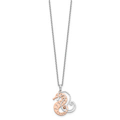 Sterling Silver Rose-tone Seahorse w/ 2in ext. Necklace