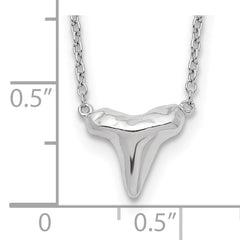 Sterling Silver Rhodium-plated Polished Shark Tooth 16 inch with a 2 inch extention Necklace