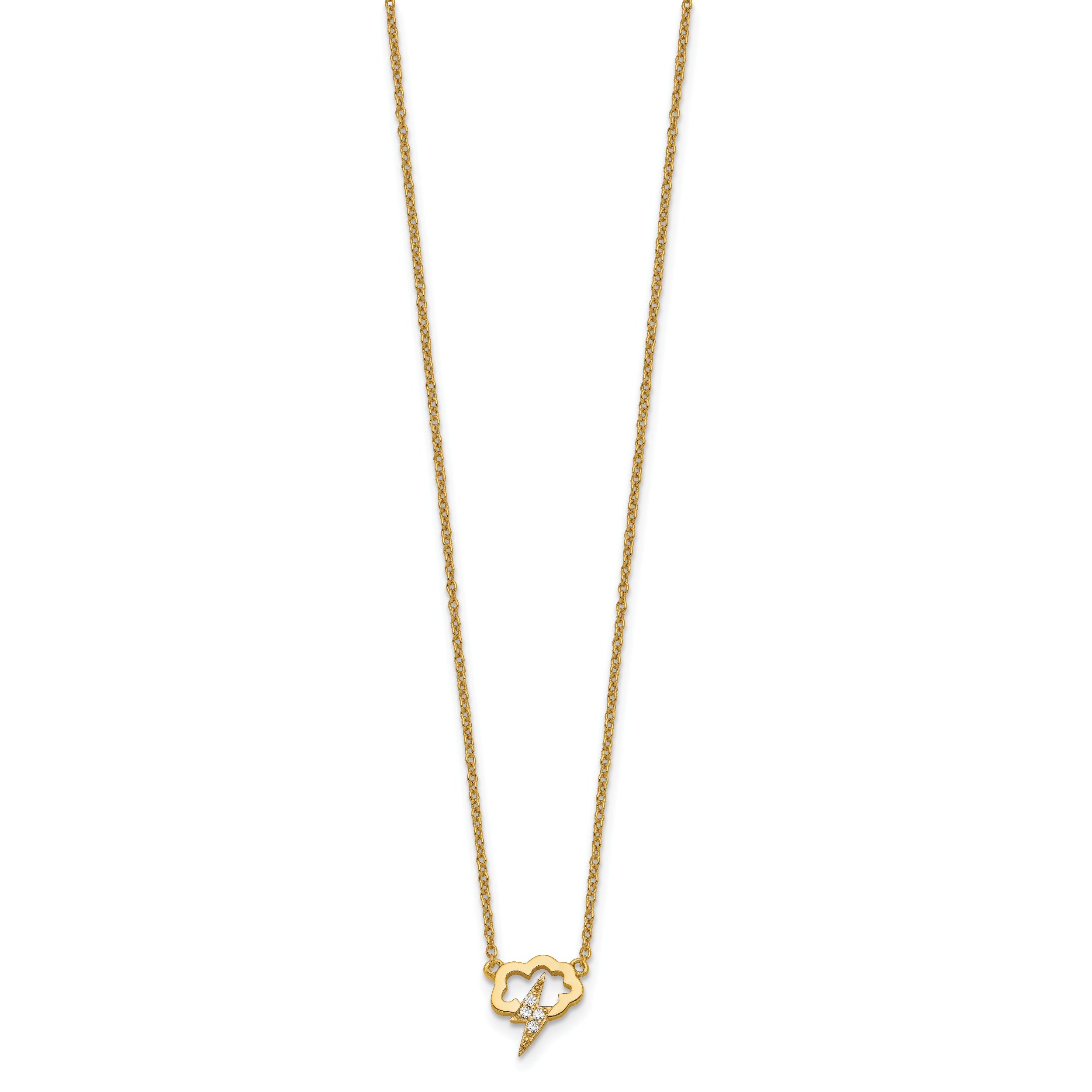 Sterling Silver Gold-tone CZ Storm Cloud w/2in ext Necklace