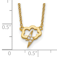 Sterling Silver Gold-tone CZ Storm Cloud w/2in ext Necklace