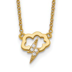 Sterling Silver Gold-tone CZ Storm Cloud w/2in ext Necklace