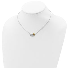 Sterling Silver RH-plated Gold-tone CZ Cloud w/Sun 2in ext Necklace